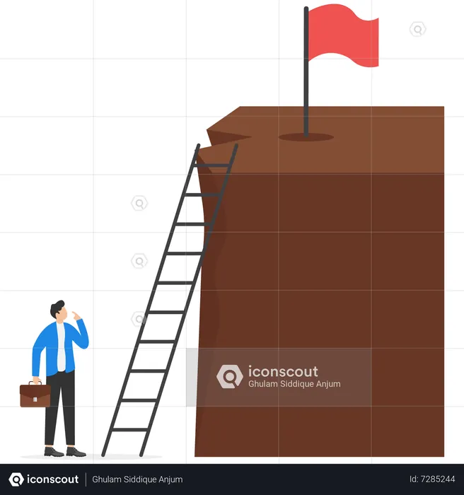 Businessman climbing stairs towards success  Illustration