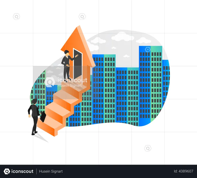 Businessman climbing success stairs  Illustration