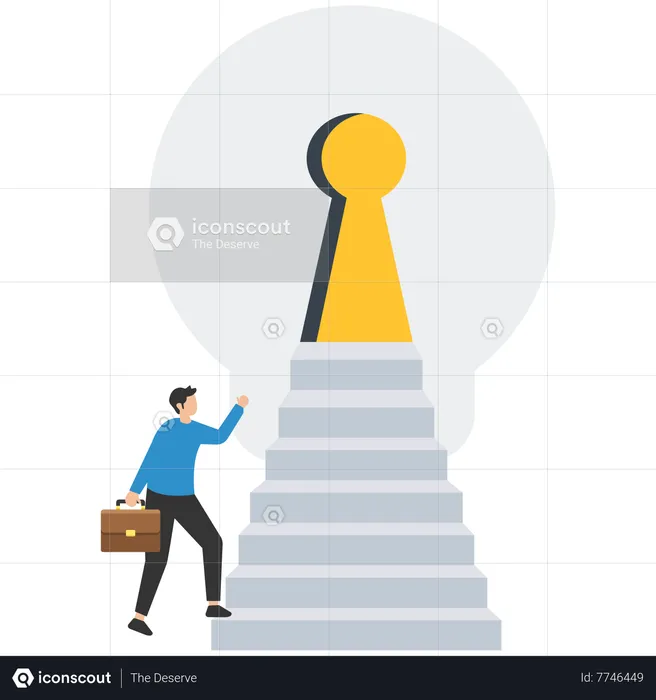 Businessman climbing success stairs  Illustration