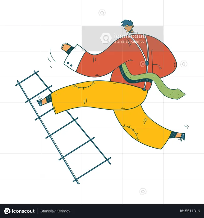 Businessman climbing up ladder  Illustration