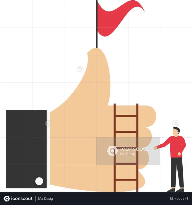 Businessman climbing up the success ladder  Illustration