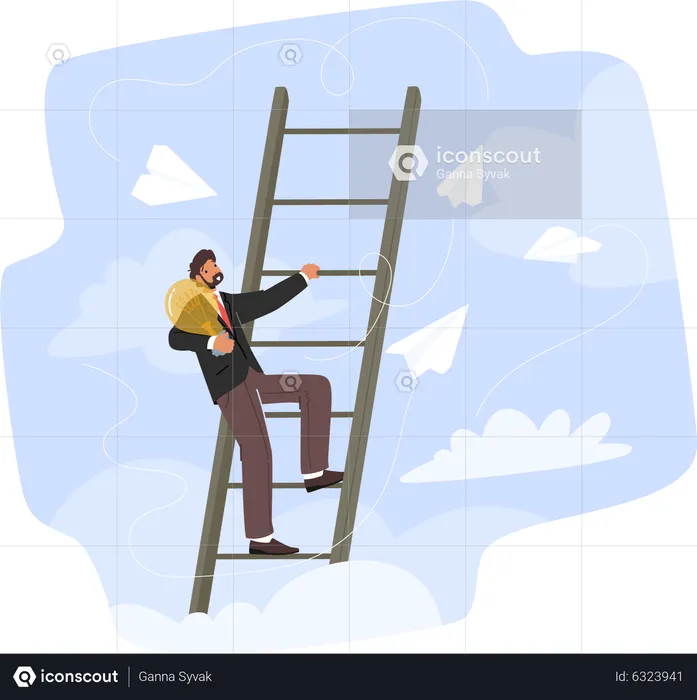 Businessman climbing with creative idea  Illustration