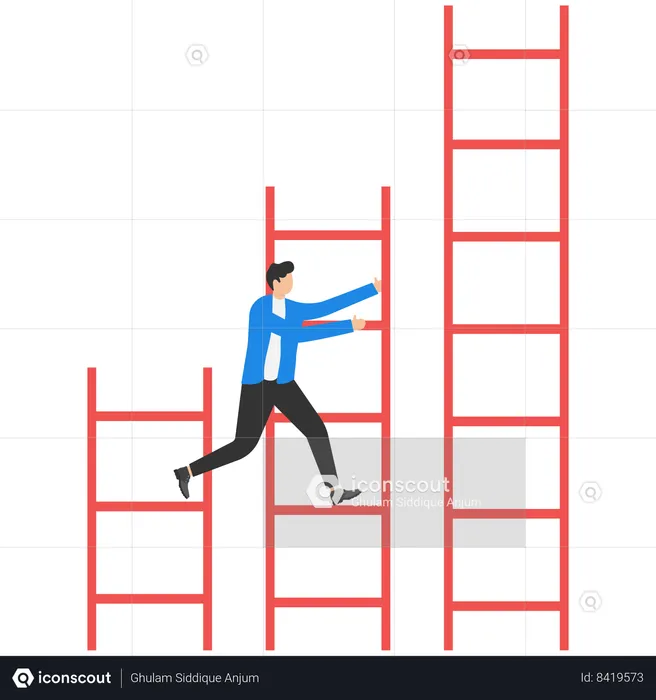 Businessman climbs up business hurdle  Illustration