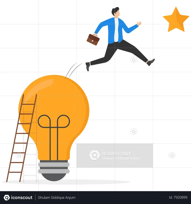 Businessman Climbs Up Ladder  Illustration
