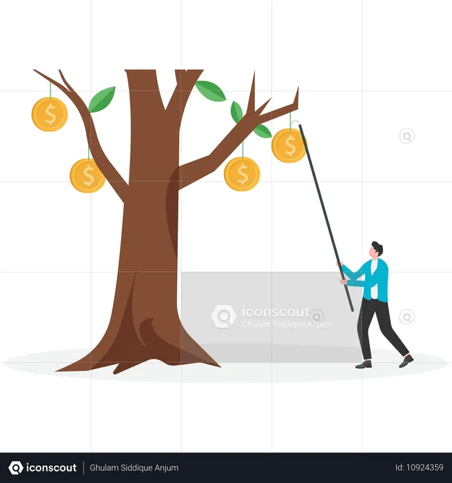 Businessman collecting business finance  Illustration