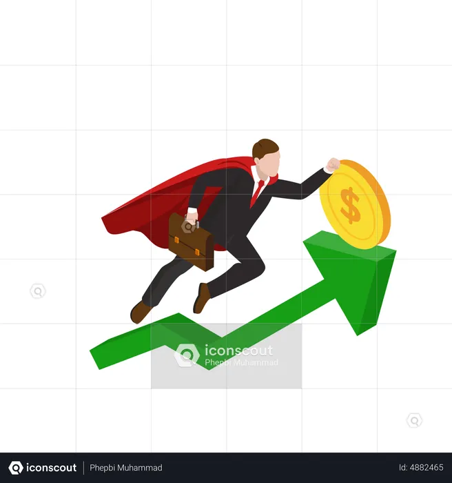 Businessman collecting profit from growth  Illustration