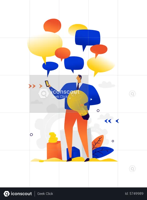 Businessman communicating online  Illustration