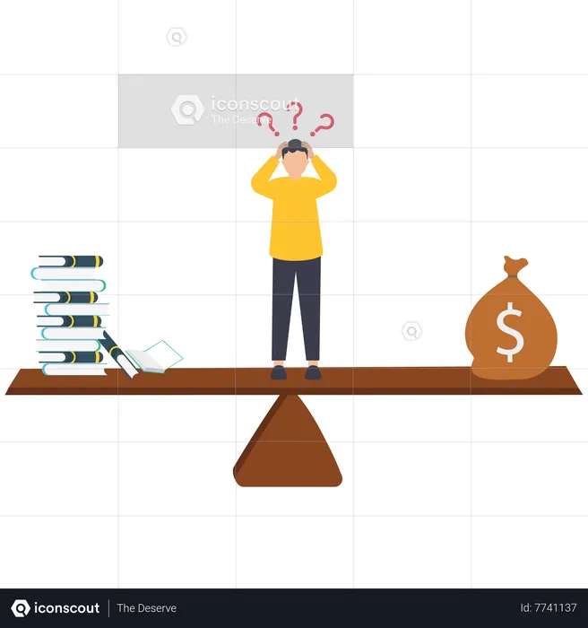 Businessman comparing between value and growth stock on weight scale  Illustration