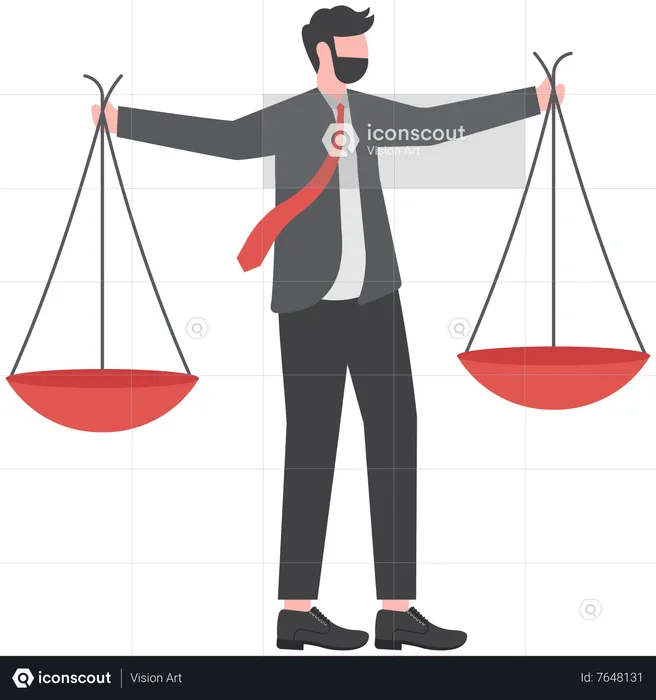 Businessman comparing scale to be equal  Illustration