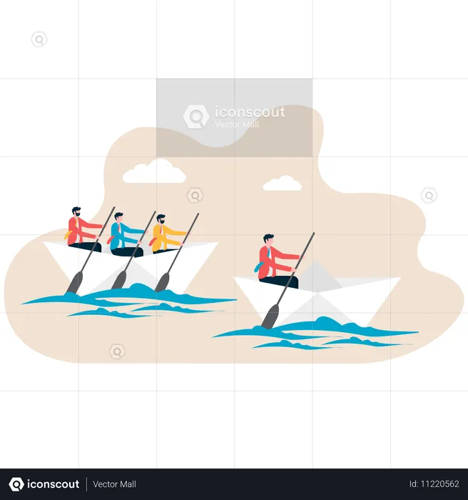 Businessman competing between them  Illustration