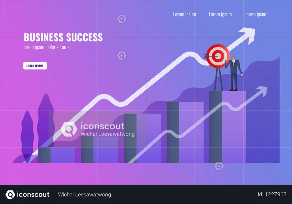 Businessman complete Business mission on  the top of graph  Illustration