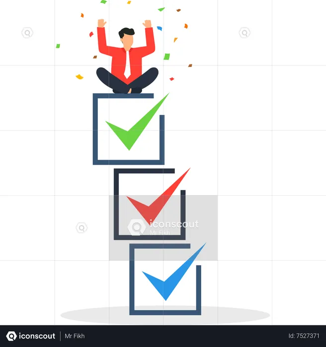 Businessman Complete Tasks  Illustration