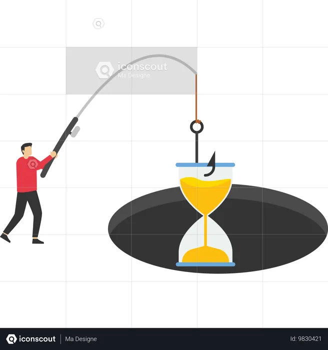 Businessman completes his task on time  Illustration