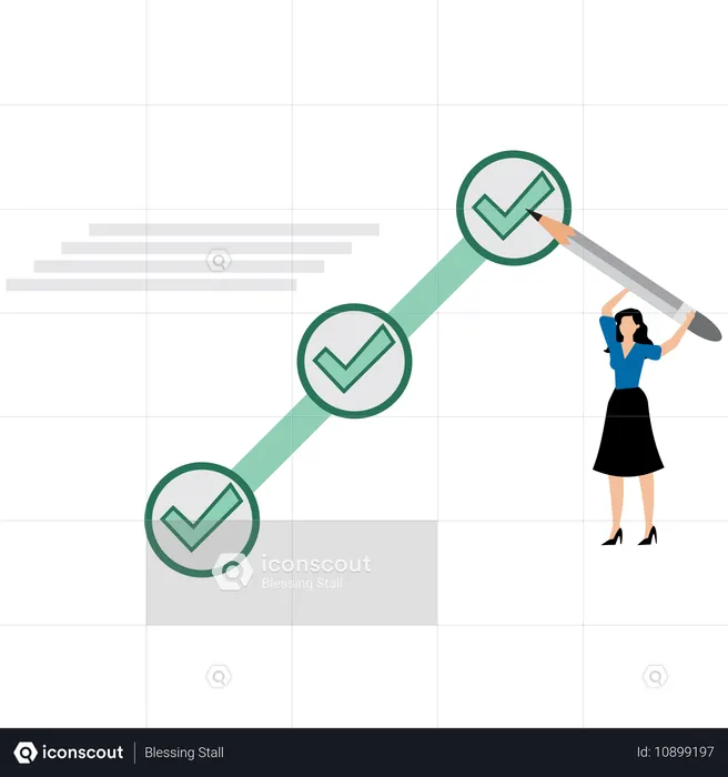 사업 작업을 완료하는 사업가  일러스트레이션