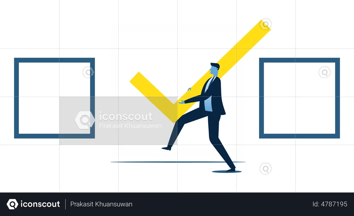 Businessman completing business tasks  Illustration
