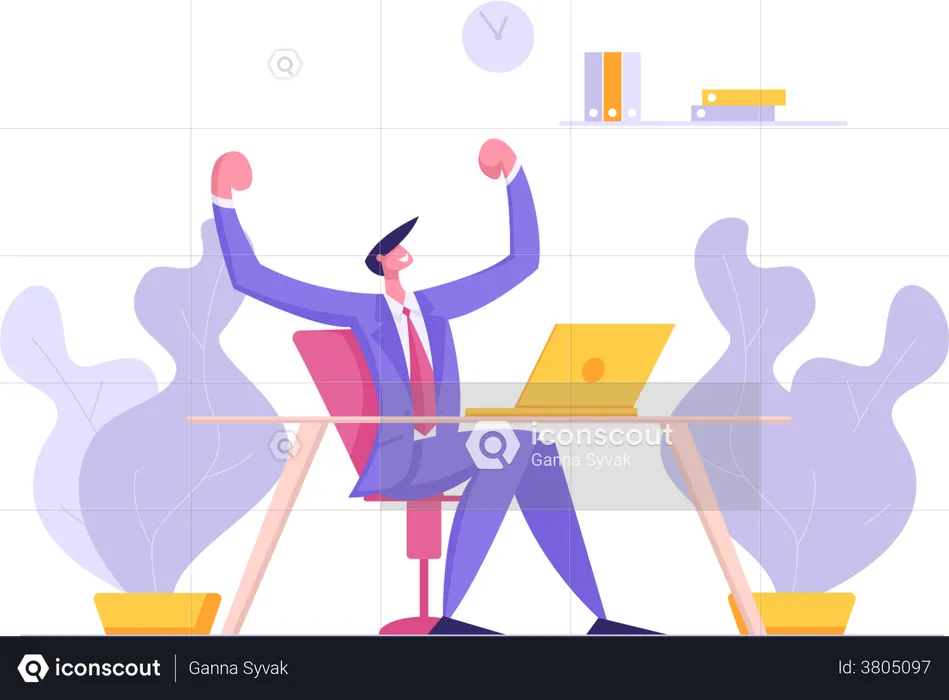 Businessman completing task on time  Illustration