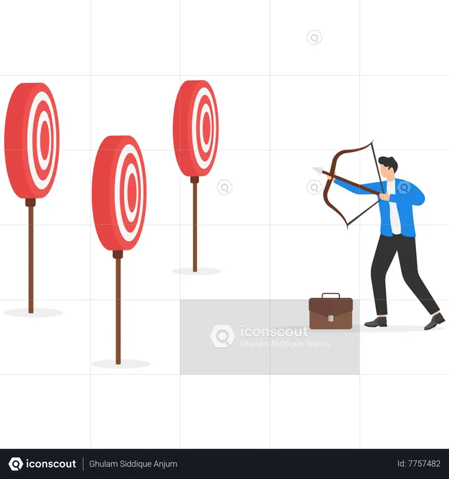 Businessman confused by multiple target  Illustration