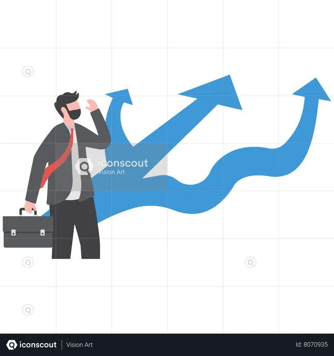 Businessman confused in choosing right business plan  Illustration