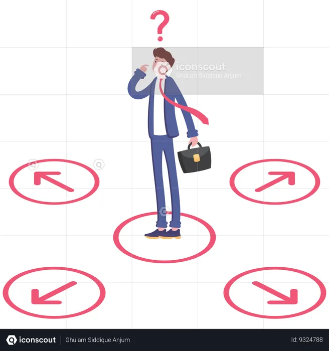 Businessman confused to choose the right direction  Illustration