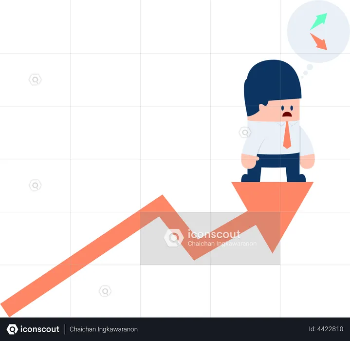 Businessman confusing about stock market chart  Illustration