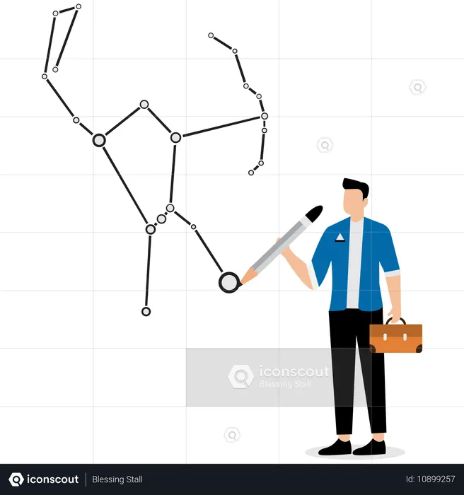 Businessman connecting marketing insights  Illustration