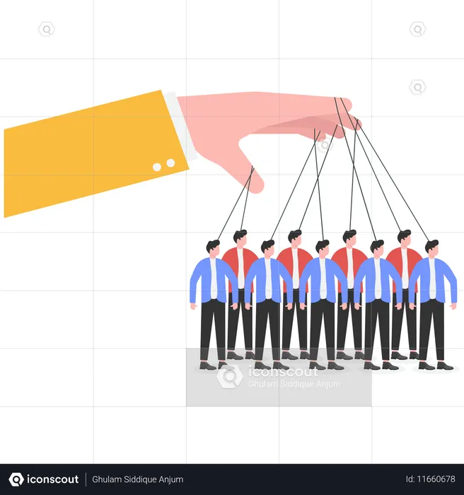 사업 직원을 통제하는 사업가  일러스트레이션