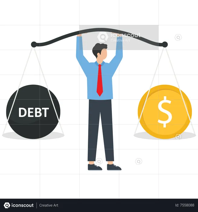 Businessman controls the balance of the scales  Illustration