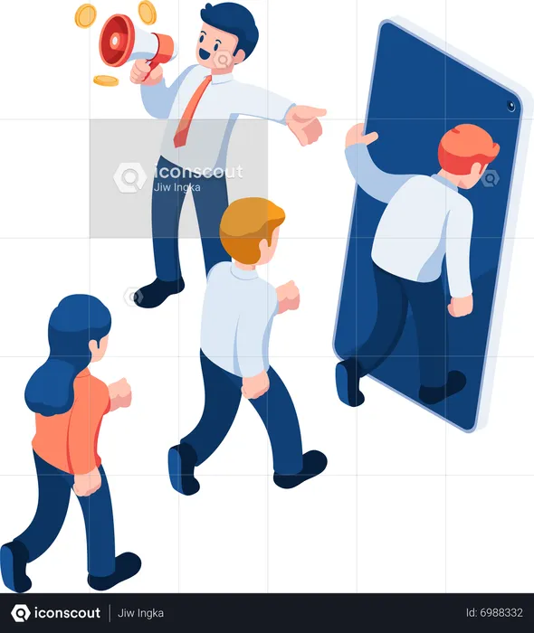 Businessman Convince People to Join Network Marketing  Illustration
