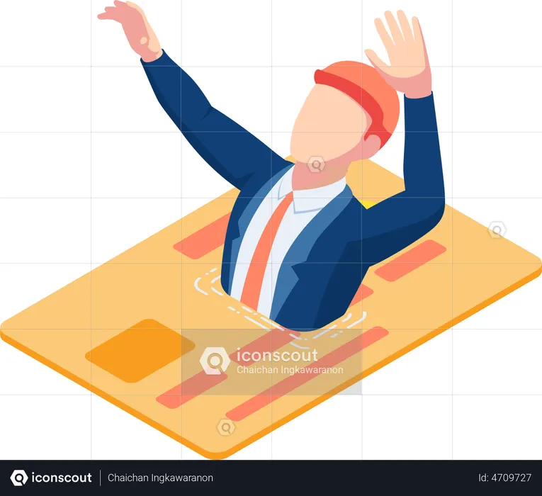 Businessman Credit Card Crisis  Illustration