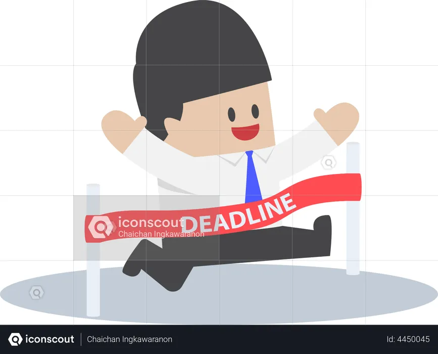 Businessman crossing the deadline  Illustration