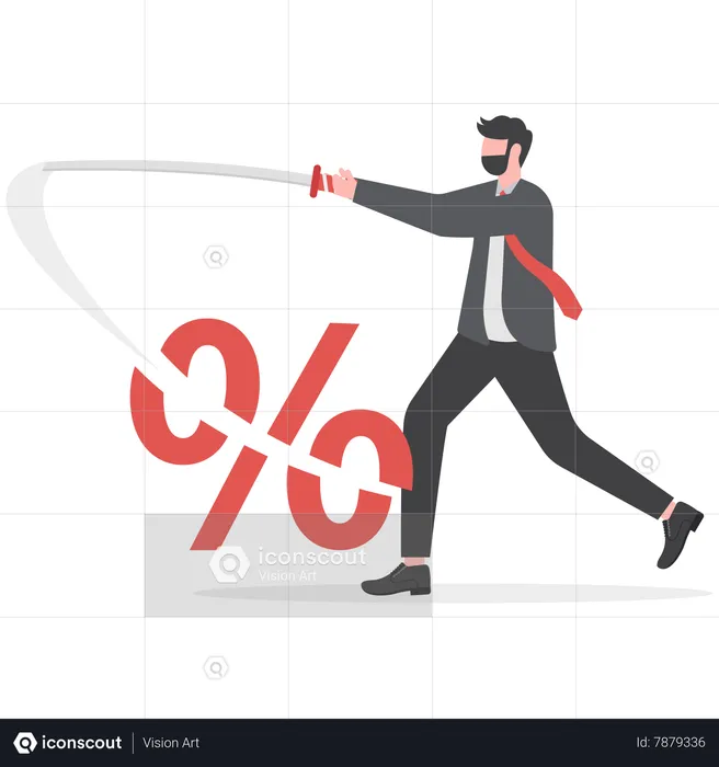 Businessman cut Interest rate  Illustration