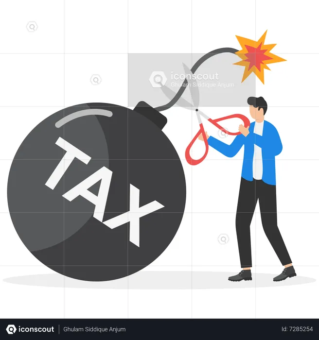 Businessman cut taxes  Illustration