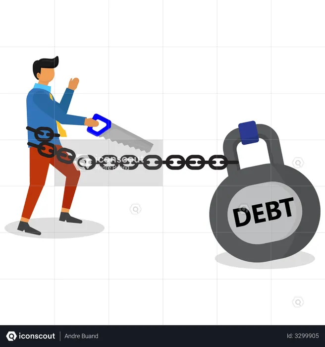 Businessman cutting debt  Illustration