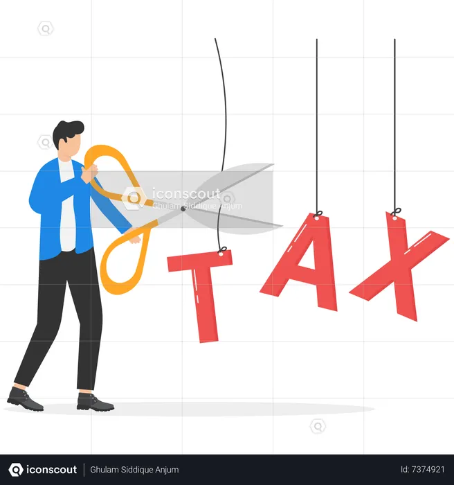 Businessman cutting tax alphabet  Illustration