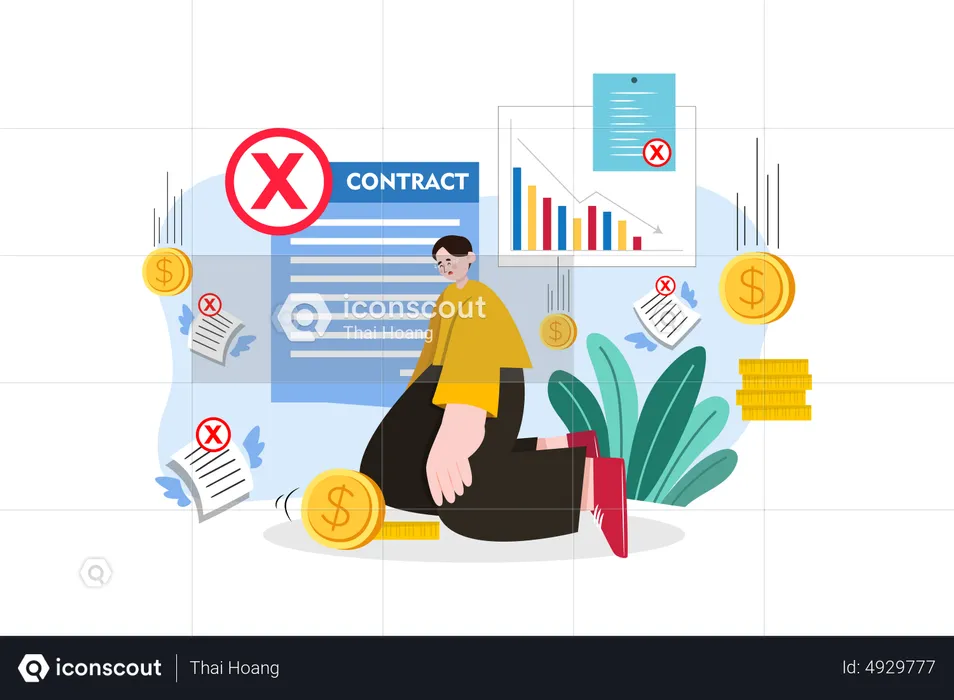 Businessman dealing with financial loss  Illustration