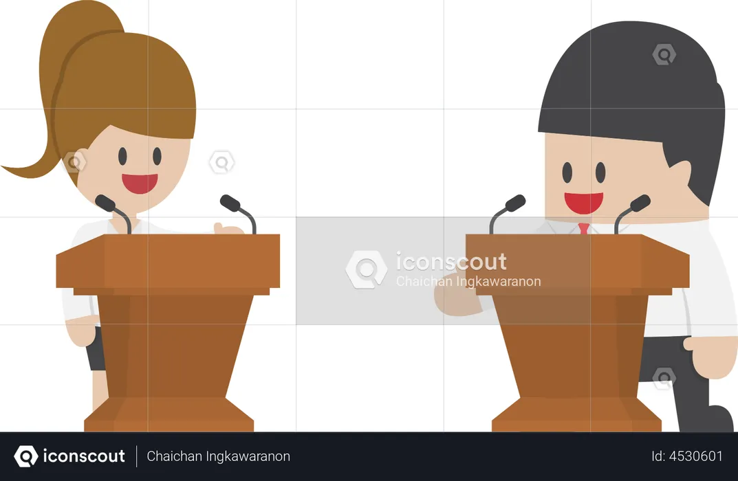 Businessman debating on the podium political debates and election  Illustration