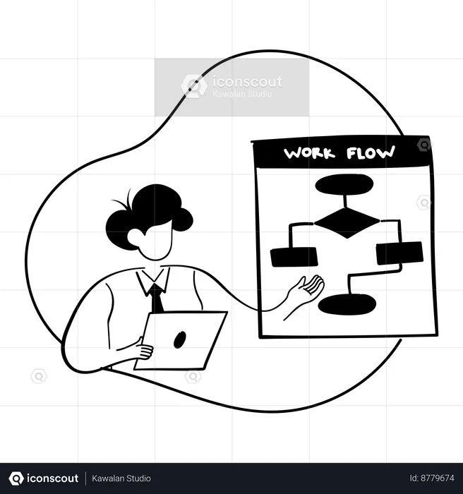 Businessman describing workflow  Illustration