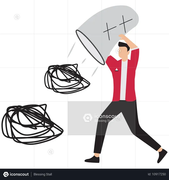 Businessman discarding business problem  Illustration