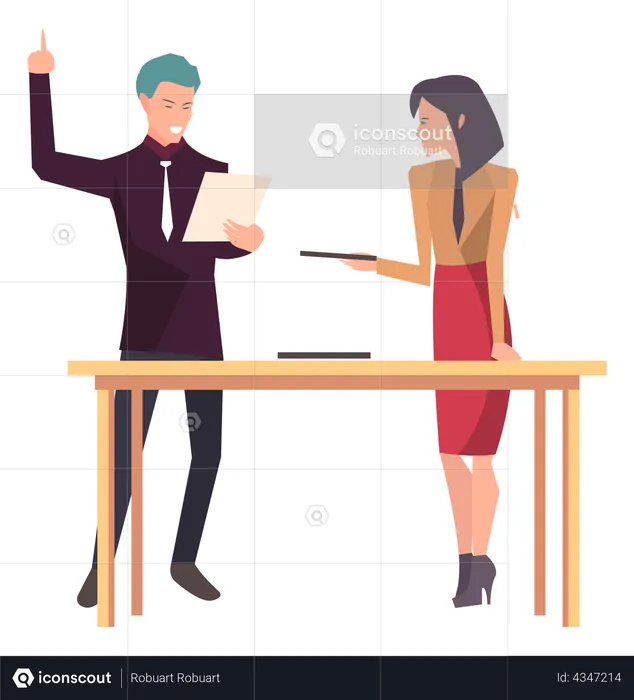 Businessman discussing with female employee  Illustration