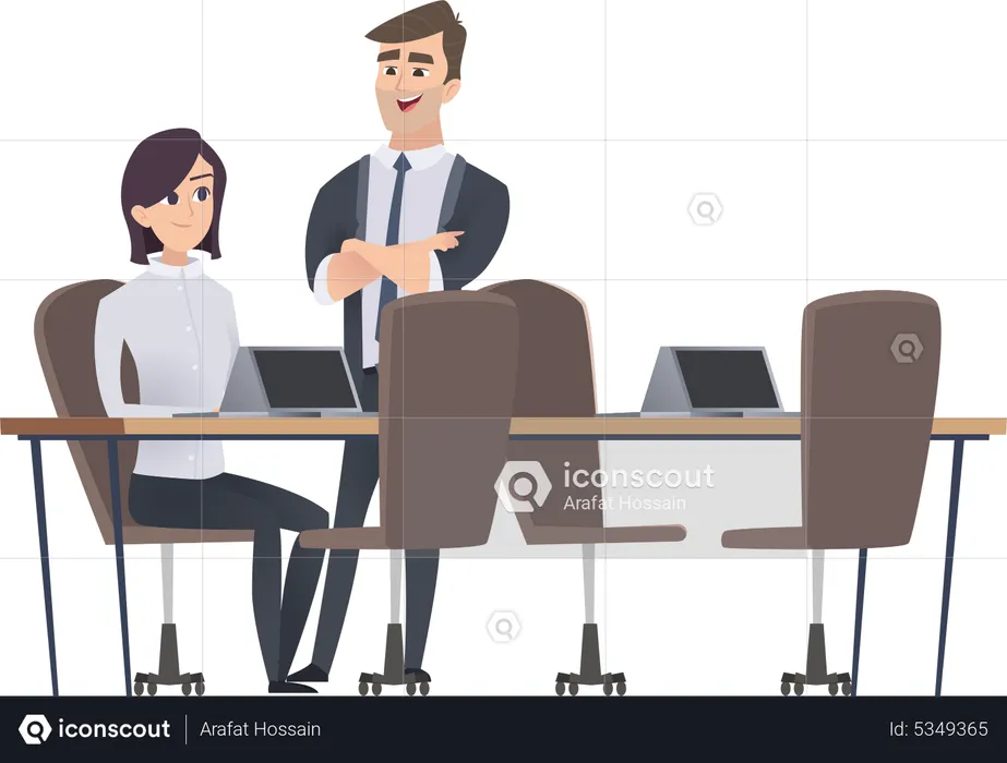 Businessman discussing with female employee  Illustration
