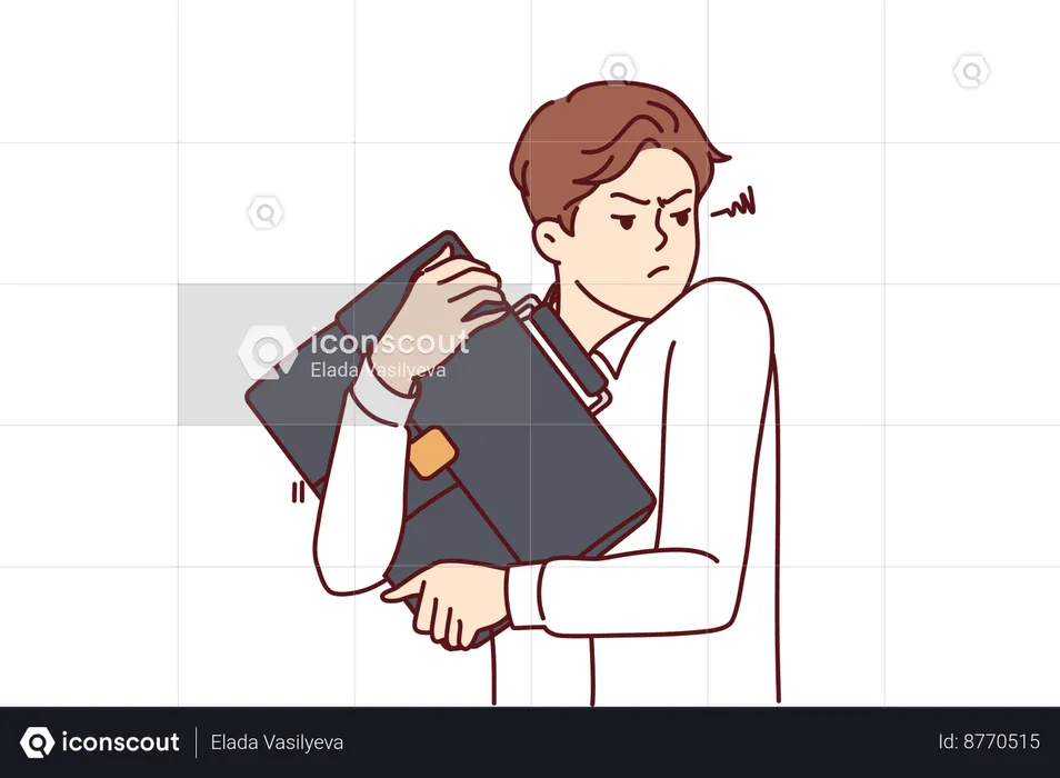 Businessman does not give his office documents  Illustration