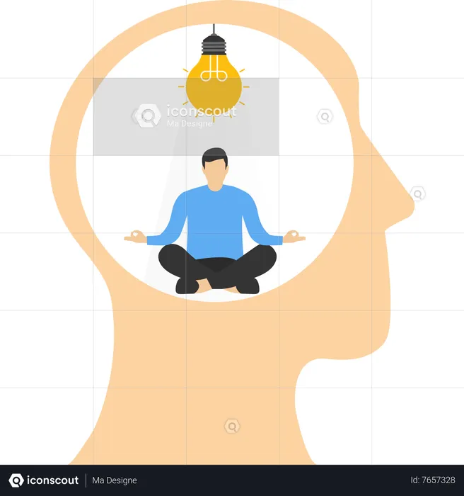 Businessman does yoga to fight mental disorders struggling with stress  Illustration