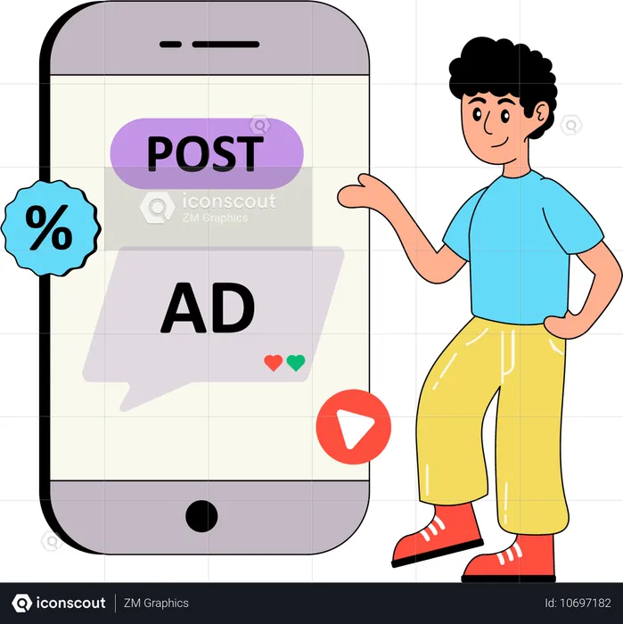 Businessman doing Ad Posting  Illustration