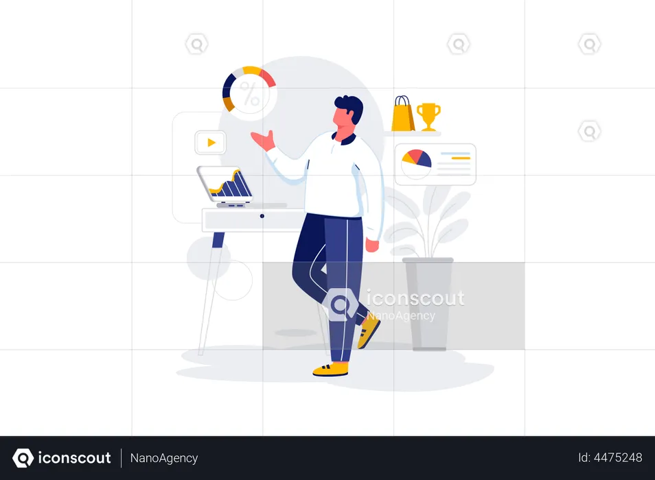 Businessman doing analysis  Illustration