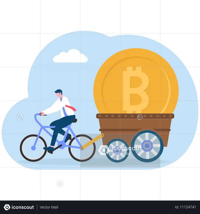 Businessman doing bitcoin management  Illustration