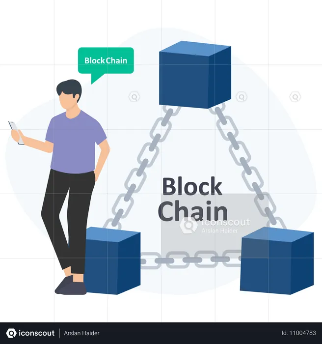 블록체인 분석을 하는 사업가  일러스트레이션