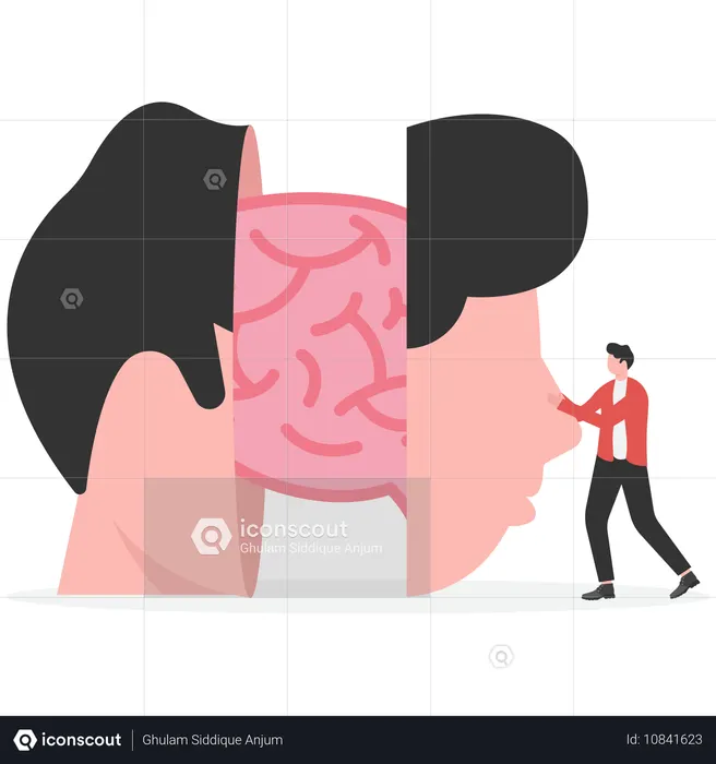 뇌 연구를 하는 사업가  일러스트레이션