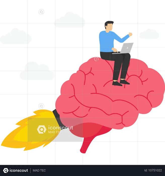 Businessman doing brainstorming  Illustration