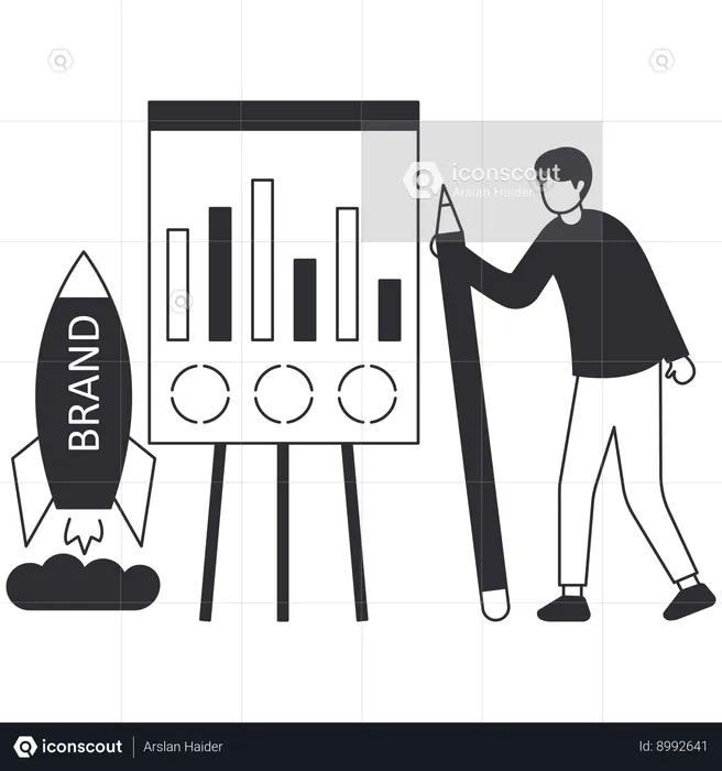 Businessman doing brand management  Illustration