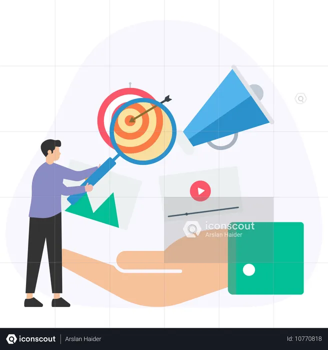 Businessman doing brand targeting  Illustration